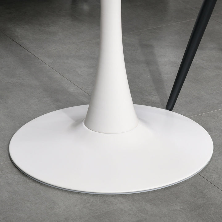 Modern Round Dining Table Leisure Coffee Bistro Table with Metal Base for Kitchen &amp; Dining Room White
