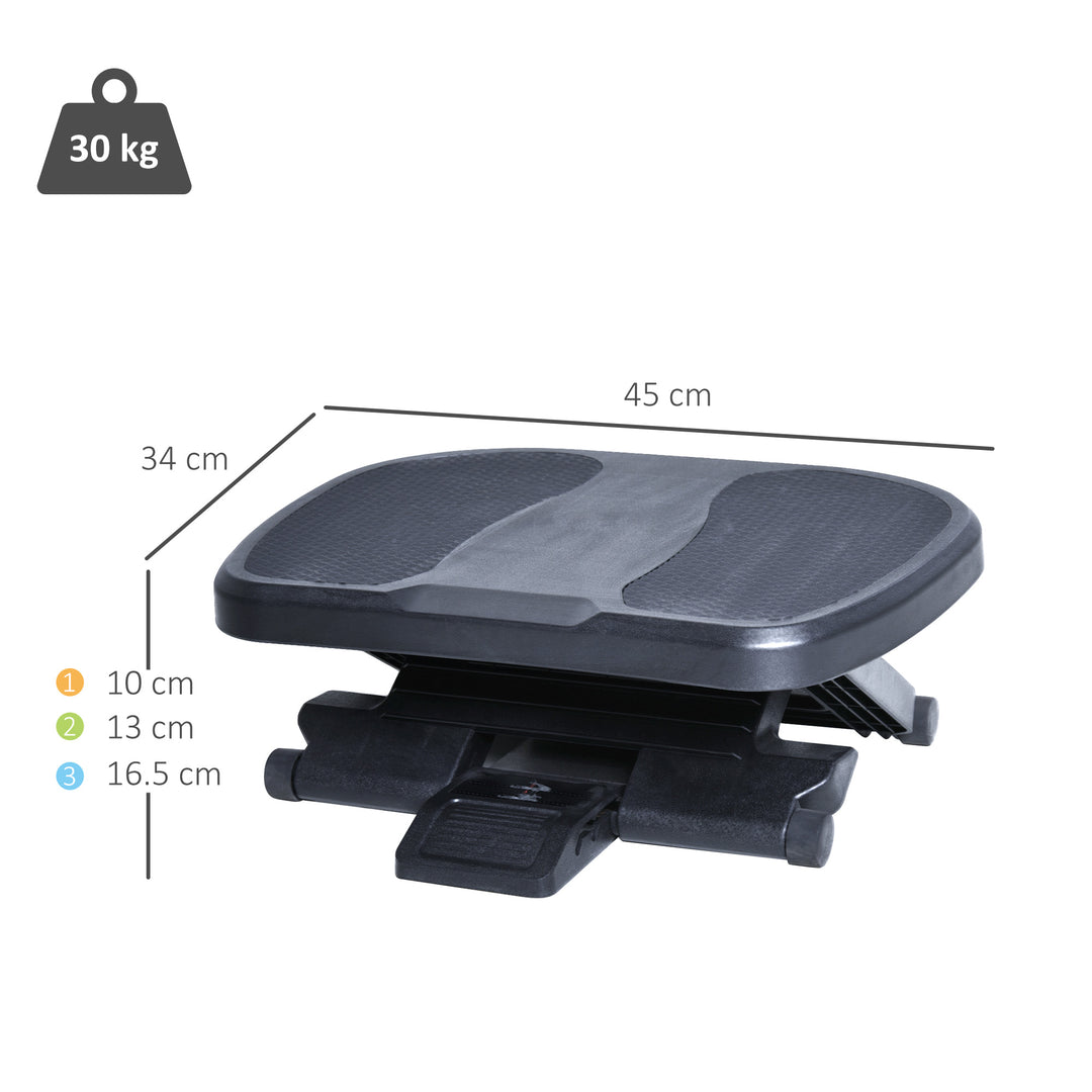 Footrest Adjustable Height & Angle 0-30 Degree for Better Posture at Office Black