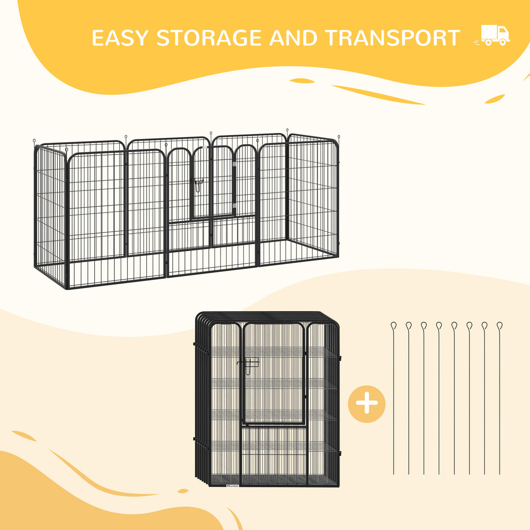 PawHut Heavy Duty 8 Panel Dog Pet Playpen for Puppy Rabbit Enclosure Foldable Indoor Outdoor 80 x 100 cm