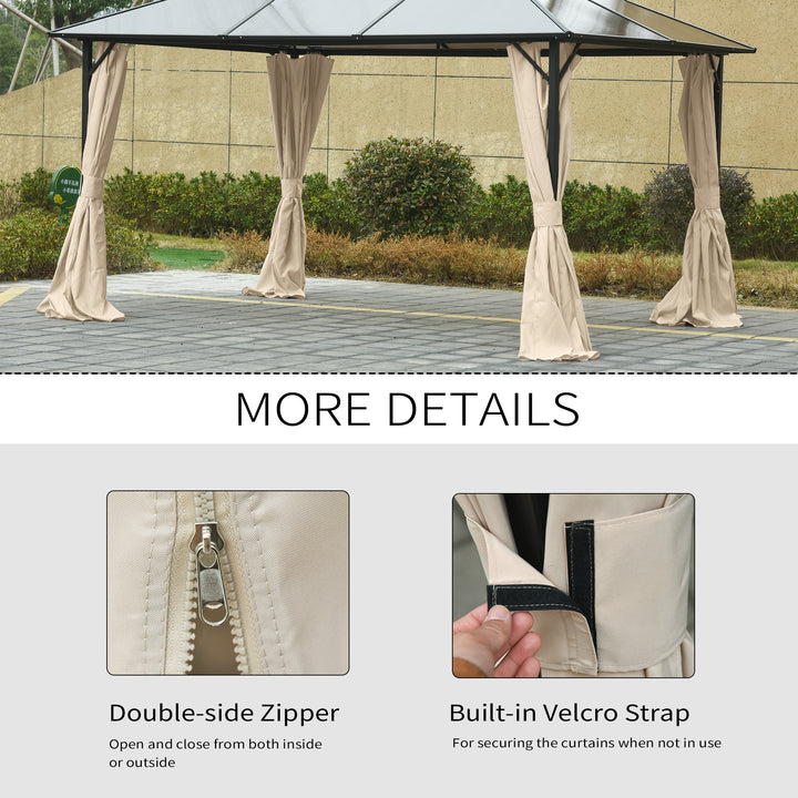 Outsunny 4 Pack Universal Gazebo Replacement Sidewalls Privacy Panel for Most 3 x 4m Gazebo Canopy Pavillion Outdoor Shelter Curtains Beige