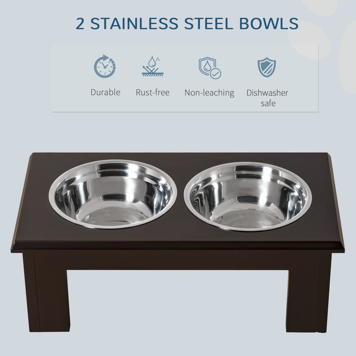 Pawhut Stainless Steel Pet Feeder, 58.4Lx30.5Wx25.4H cm-Brown