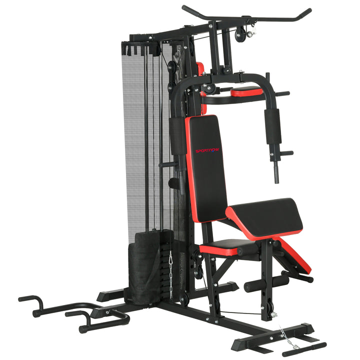 Multi Gym Workout Station, Weight Machine Sit up Bench, Push up Stand, Dip Station