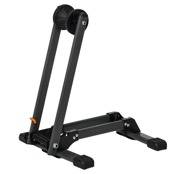Foldable Bike Storage Stand Parking Rack Fit Max. 5.5cm Wide Wheel Metal Nylon Black