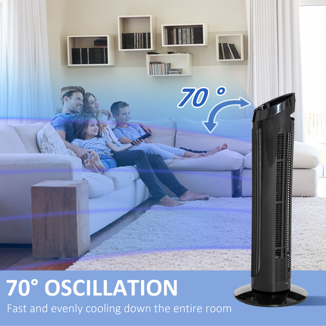 30" Oscillating Tower Fan 3 Speed Mode Ultra Slim Indoor Air Refresher Cooling Machine Noise Reduction - Black