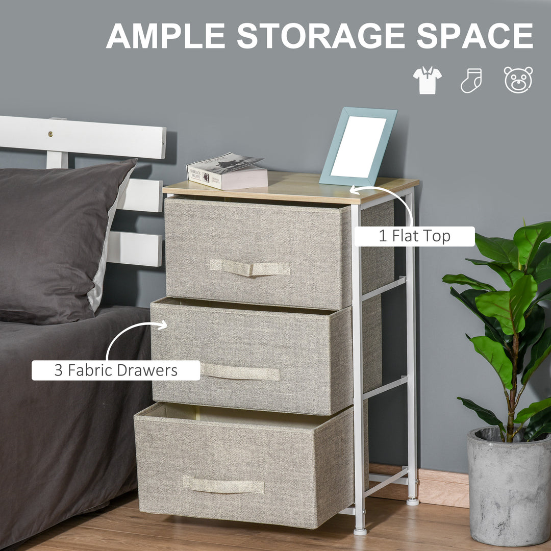 Vertical 3-Tier Linen Drawer Cabinet Organizer Storage Dresser Tower with Metal Frame Adjustable Feet for Living Room, Bathroom, Kitchen