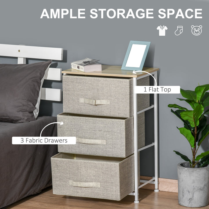 Vertical 3-Tier Linen Drawer Cabinet Organizer Storage Dresser Tower with Metal Frame Adjustable Feet for Living Room, Bathroom, Kitchen