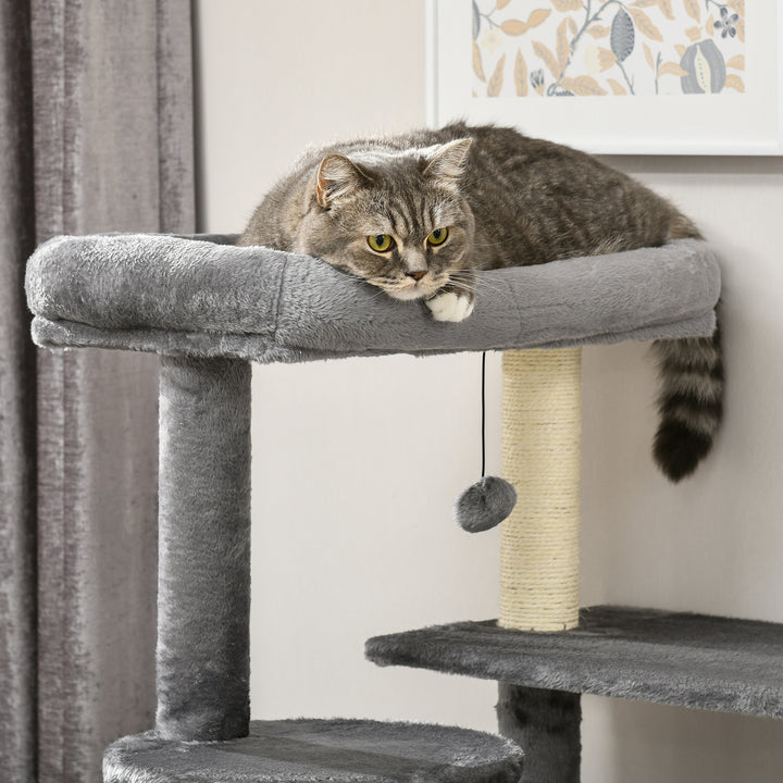 Cat Tree Tower for Indoor Cats, with Scratching Post, Cat House, Toy, Grey