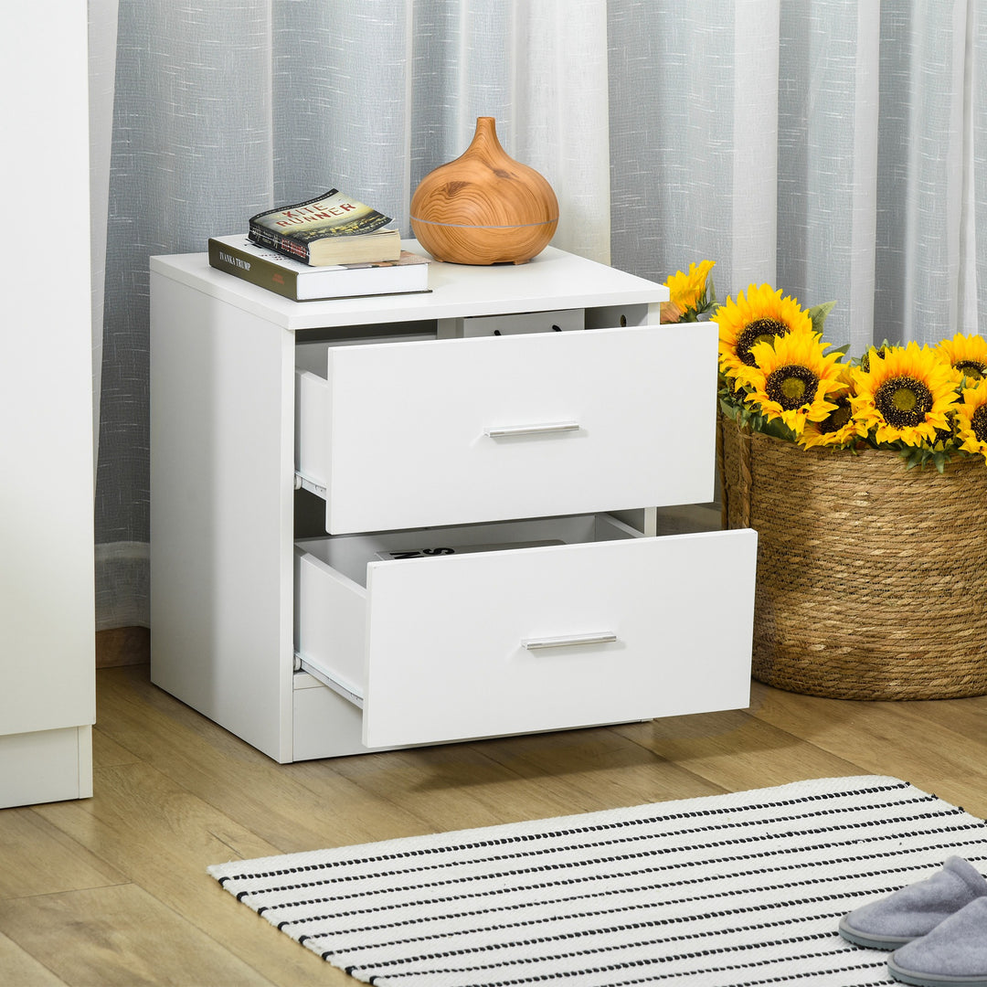 Bedside Table with 2 Drawers, Modern Nightstand, Cabinet Drawers Side Storage Unit for Bedroom, Living Room