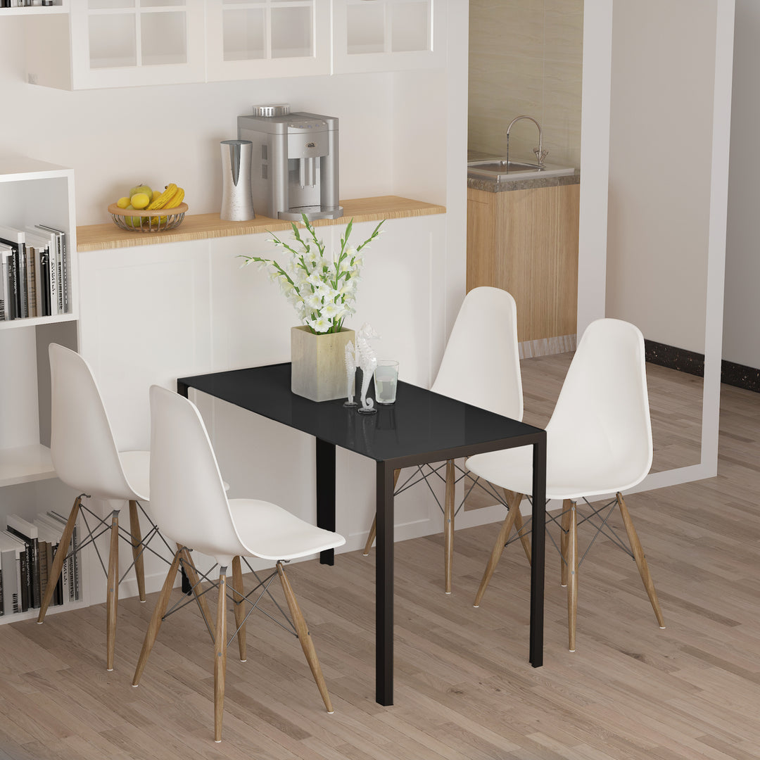 Modern Rectangular Dining Table for 4 People with Tempered Glass Top & Metal Legs for Dining Room, Living Room (Chairs Not Included)