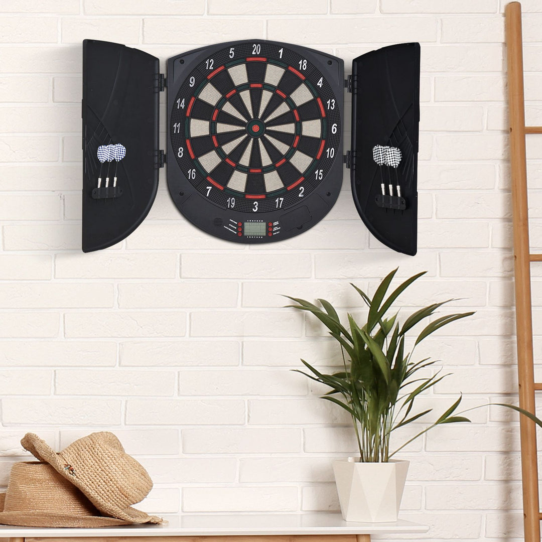 Electronic Dartboard Set 26 Games and 185 Variations with 6 Darts and Cabinet to Storage