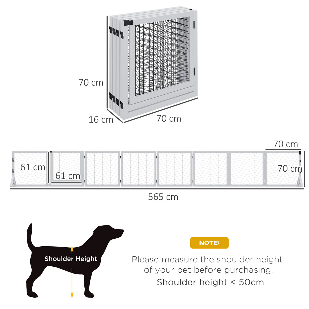 8 Panels Foldable Pet Playpen with Support Feet, for House, Doorway, Stairs, Small and Medium Dogs - White