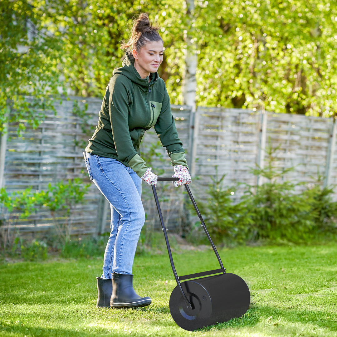 38L Heavy Duty Water or Sand Filled Garden Steel Lawn Roller - Black