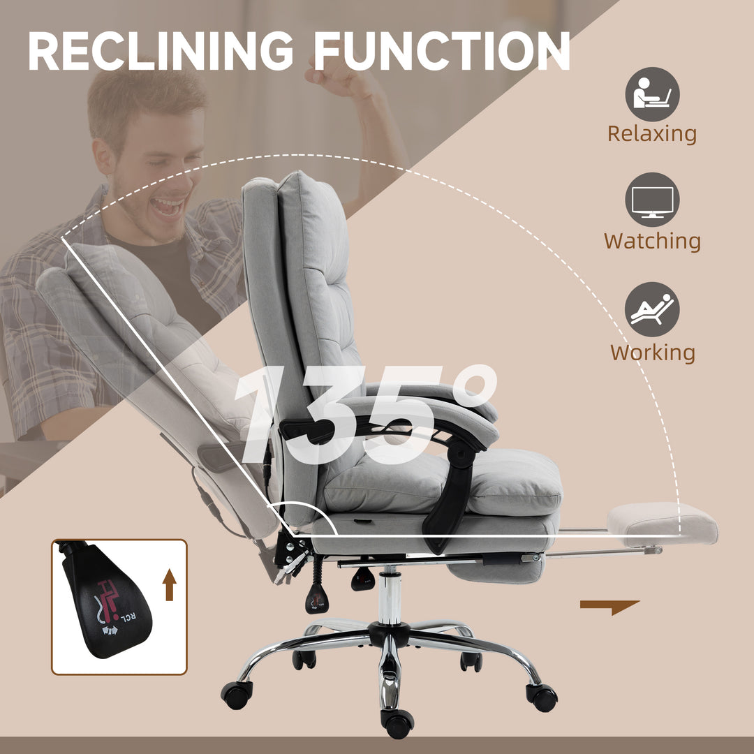 Office Chair with Heat and Footrest, Double-tier Padding, Grey