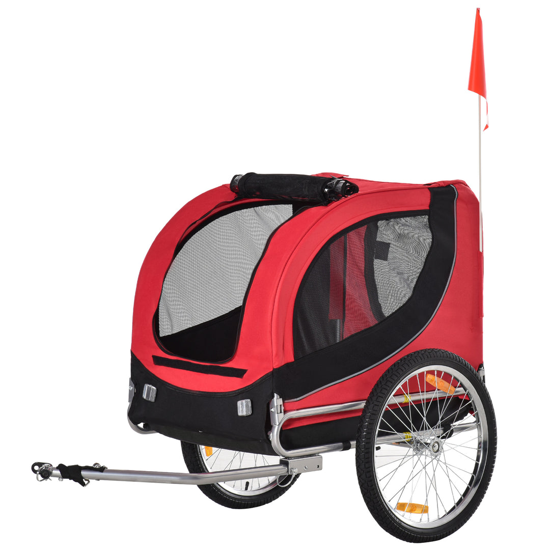 Dog Bike Trailer Folding Bicycle Pet Trailer Dog Bike Jogger Travel Carrier W/Removable Cover-Red