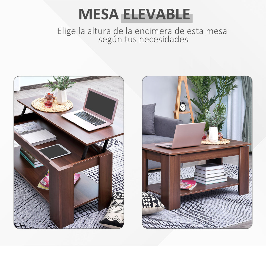 Modern Lift Up Top Coffee Table Desk Hidden Storage Bottom Shelf  100W x 50D x 63H cm