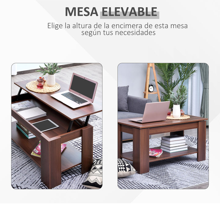 Modern Lift Up Top Coffee Table Desk Hidden Storage Bottom Shelf  100W x 50D x 63H cm