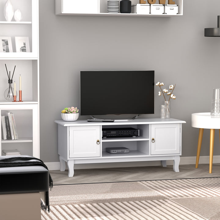 TV Stand Unit Corner Table, MDF - Ivory White