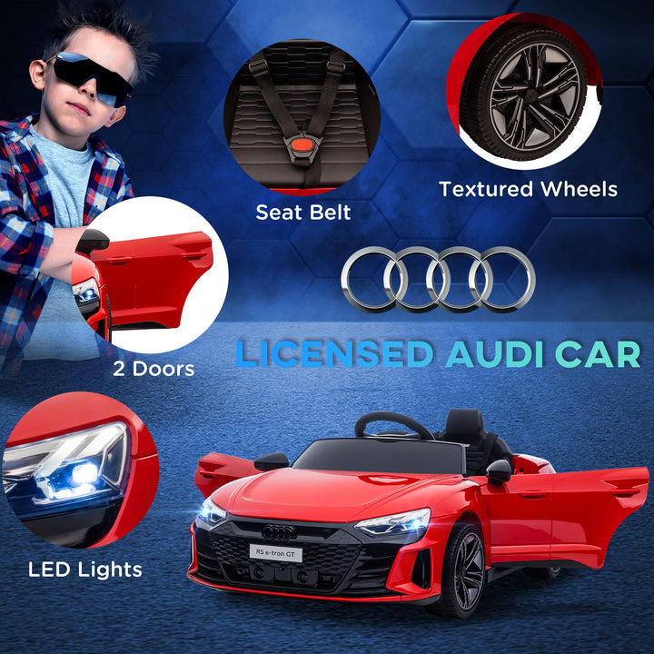 Audi Licensed 12V Kids Electric Ride-On, with Remote Control, Suspension System, Lights, Music, Motor - Red