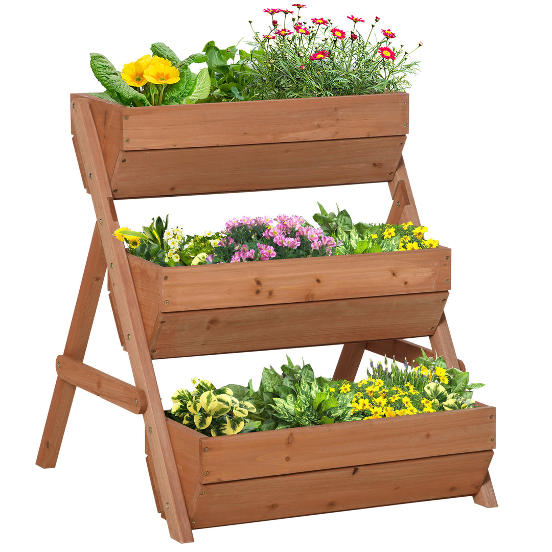 Wooden Bed Elevated Planter Box Kit, for Flower, Vegetable-Brown