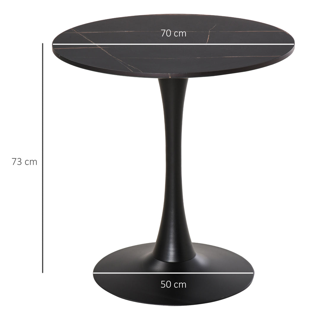 Modern Round Dining Table Leisure Coffee Bistro Table with Metal Base for Kitchen &amp; Dining Room Black