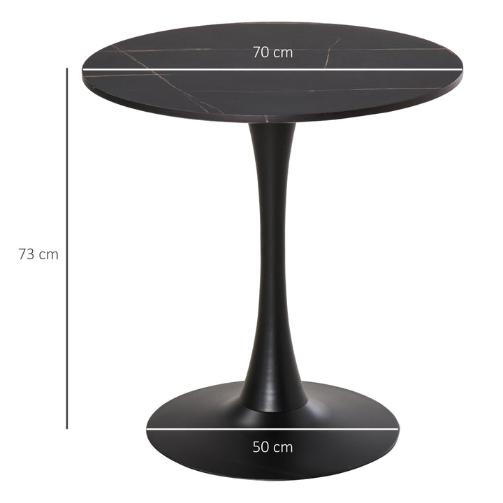 Modern Round Dining Table Leisure Coffee Bistro Table with Metal Base for Kitchen &amp; Dining Room Black