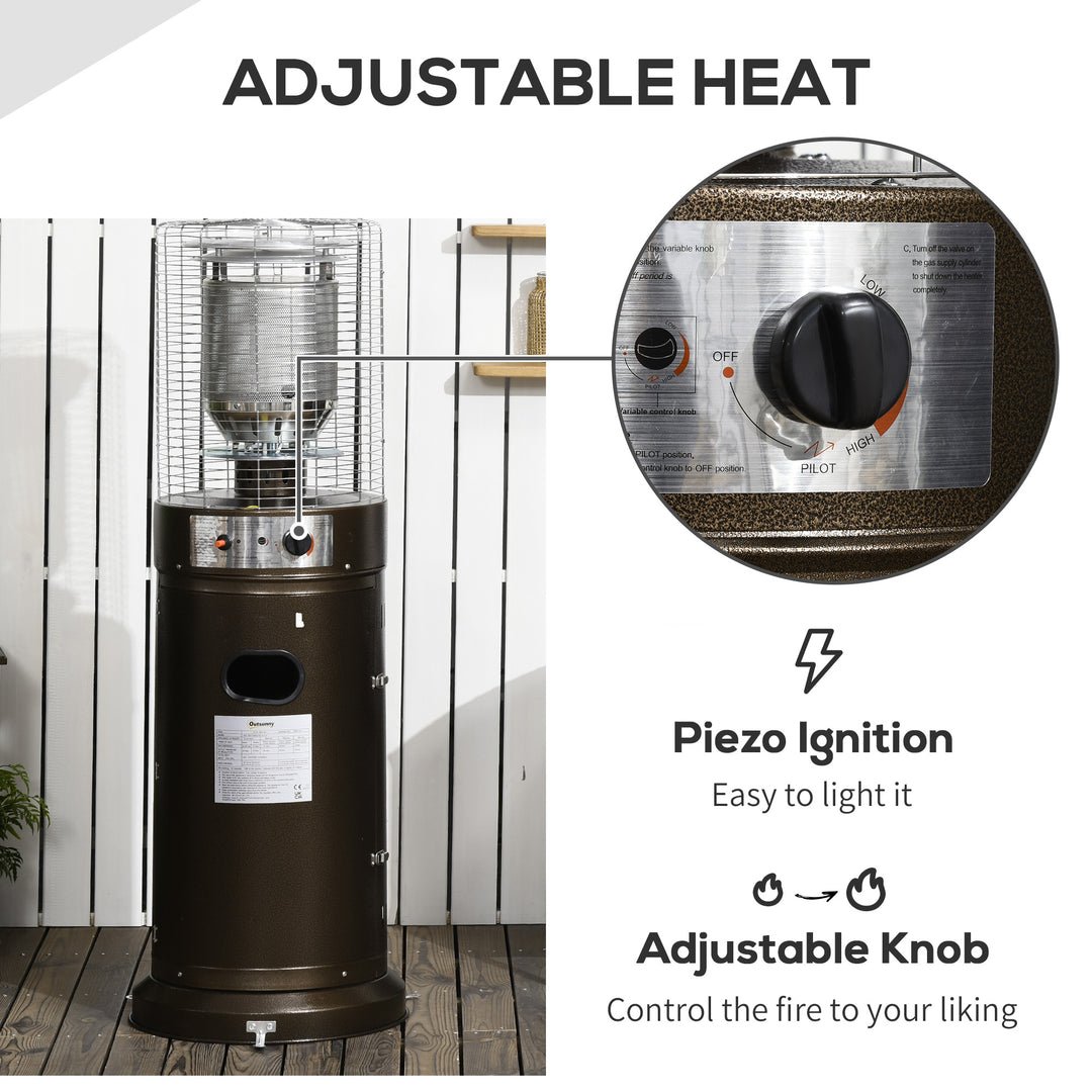 Patio Bullet Heater Gas Glass Tube Electronic Ignition Floor Standing Stainless Steel