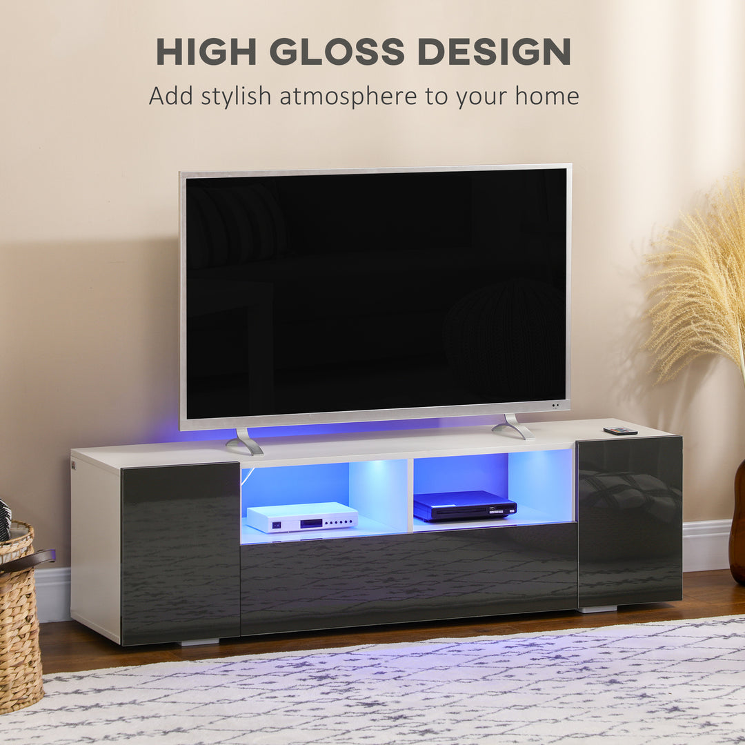 Modern TV Stand Unit for TVs up to 60" with LED Lights - Grey