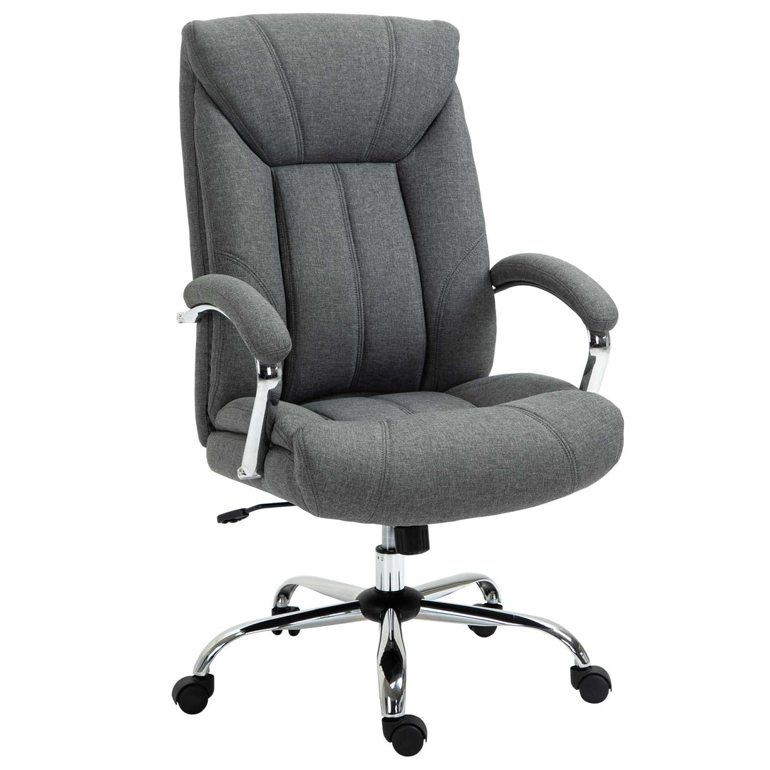 Vinsetto Home Office Ergonomic Chair Linen Fabric Computer Chair with Adjustable Height, Armrests, Swivel Wheels, Grey