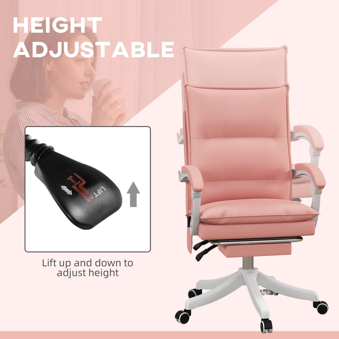 Vinsetto Vibration Massage Office Chair with Heat, Faux Leather Computer Chair, Pink