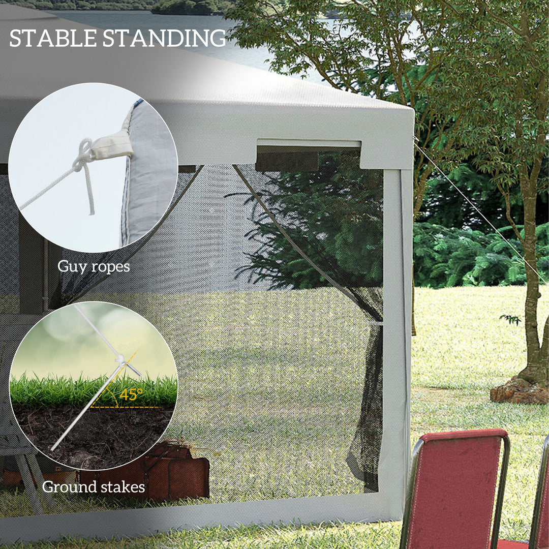 4x3 m Waterproof Gazebo W/Mesh Sides-White/Black