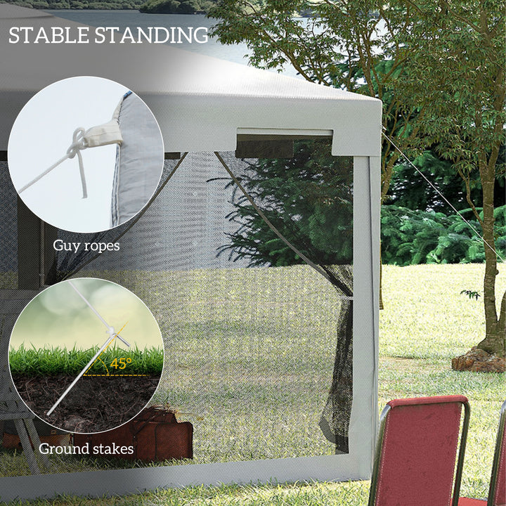 4x3 m Waterproof Gazebo W/Mesh Sides-White/Black