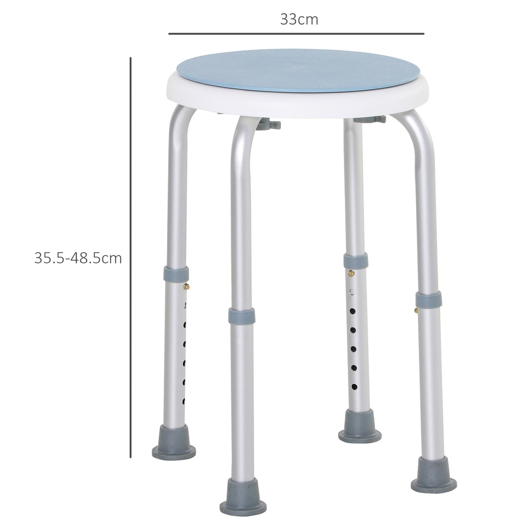 360° Swivel Seat Bath Shower Stool Adjustable Height w/ Aluminium Frame Non-Slip Feet Chair Safe Support Home Assistance