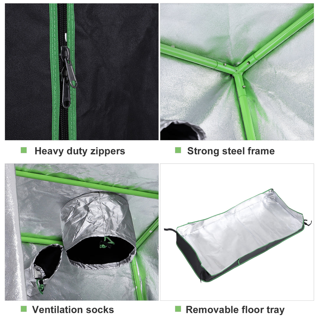 Hydroponic Plant Grow Tent, 80L x 80W x 160Hcm-Black/Green