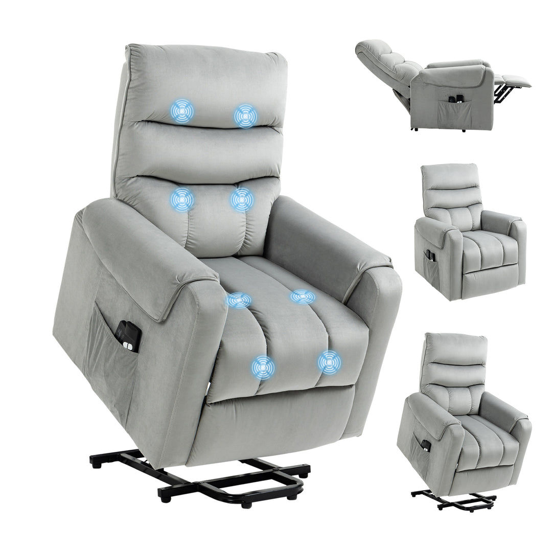 Vibration Massage Chair, Electric Power Lift Recliner with Remote Control-Grey