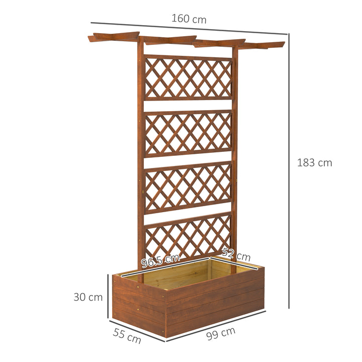 Wooden Trellis Planter Box, Raised Garden Bed to Grow Vegetables, Herbs and Flowers, Orange