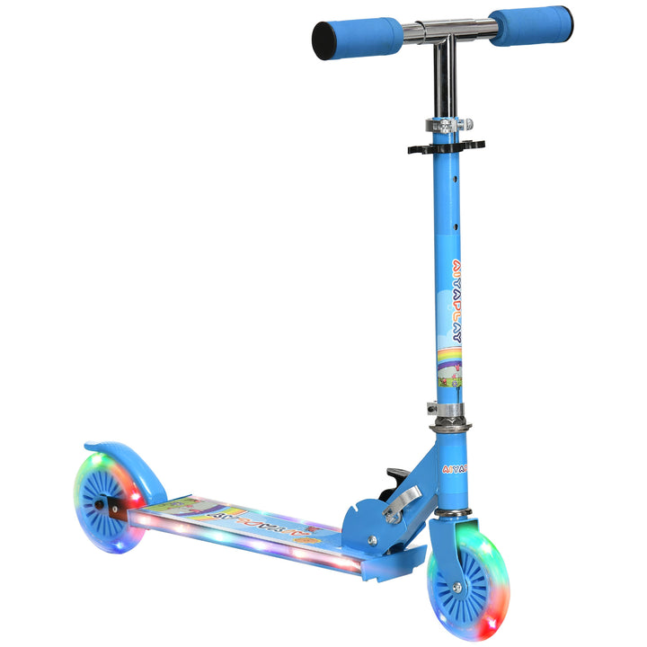 Kids Scooter, with Lights, Music, Adjustable Height, Foldable Frame, for Ages 3-7 Years - Blue