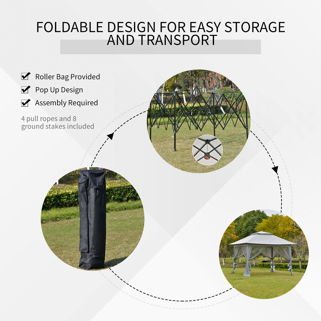 Foldable Pop-up Party Tent Instant Canopy Sun Shade Gazebo Shelter Steel Frame Oxford w/ Roller Bag, 3.6 x 3.6 x 2.9(m)