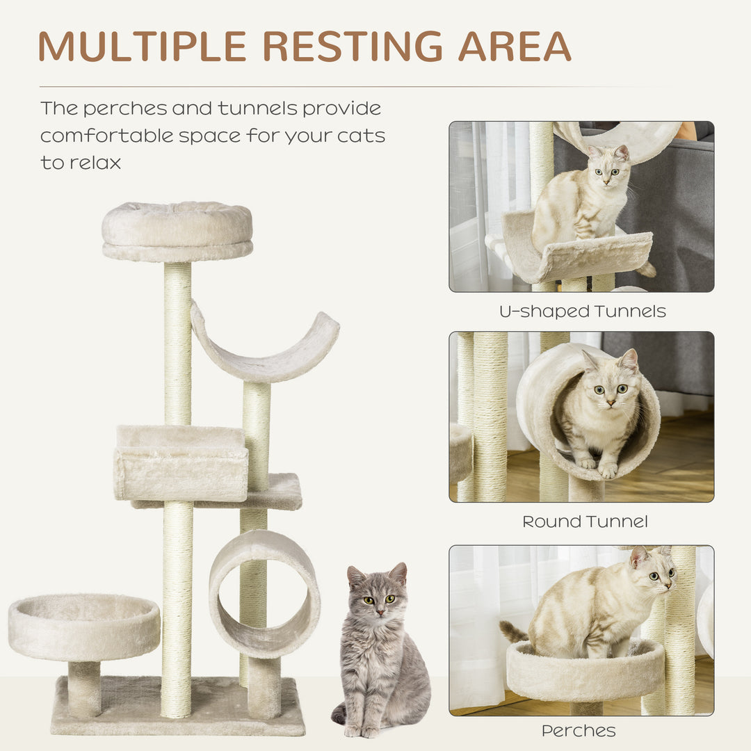 Cat Tree, Plush, 50Lx40Wx105H cm-Beige