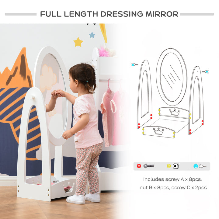 Kids Clothes Rail and Mirror Set - White