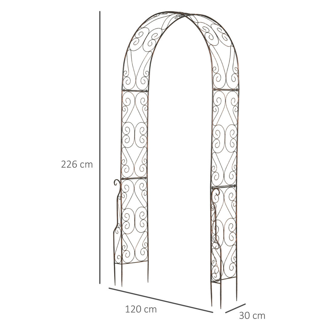 Metal Decorative Garden Rose Arch Arbour Trellis for Climbing Plants Support Archway Wedding Gate 120L x 30W x 226H (cm)