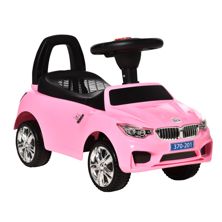 Ride on Sliding Car Baby Toddler Foot to Floor Slider Stroller w/ Horn Music Working Lights Hidden Storage Big Steering Wheel Pink