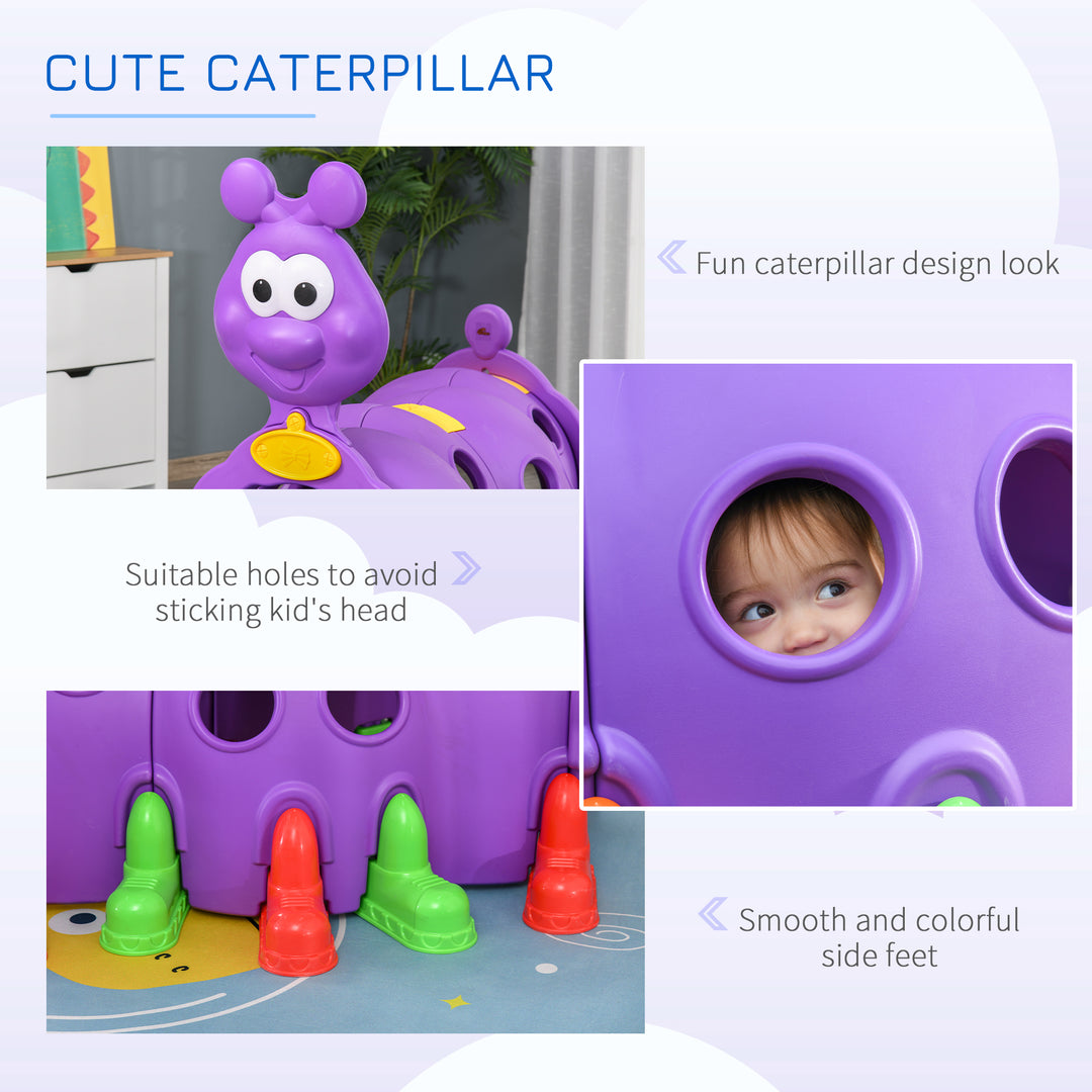 Play Tunnel for Kids Caterpillar Climbing Crawling Tunnel Equipment for 3-6 Years Old, Indoor Outdoor for Garden Playground, Purple