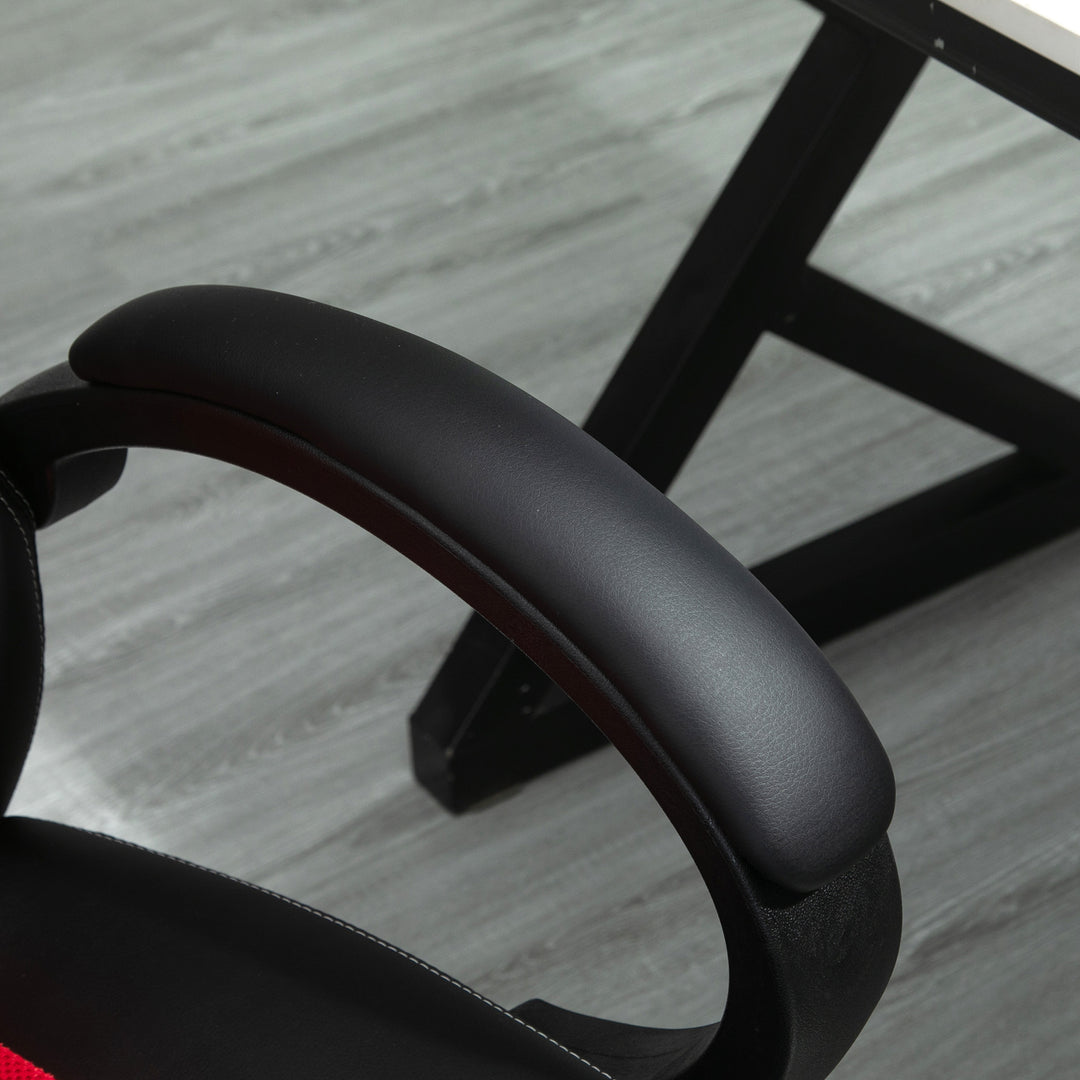 Vinsetto Computer Chair Faux Leather High Back Home Office Chair, Swivel Chair w/ Wheels Armrests, Black & Red