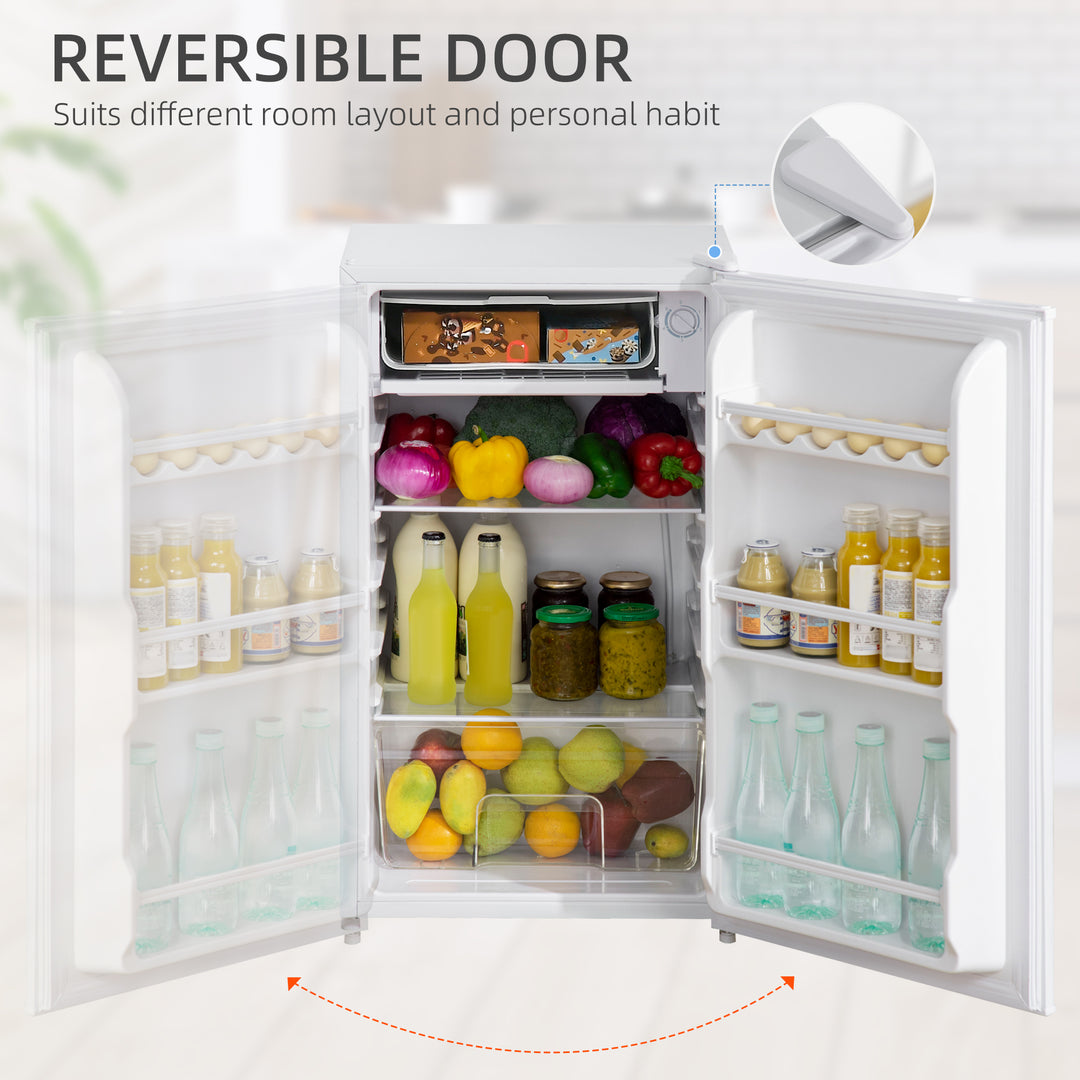 91 Litre Freestanding Under Counter Fridge with Chiller Box, Reversible Door, Adjustable Thermostat 47.5cm Wide Noise Level: Decibels 40 White