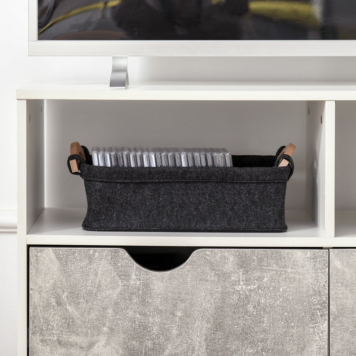HOMCOM TV Stand with Shelf &amp; Drawers Storage Cabinet Media Entertainment Center Modern Grey