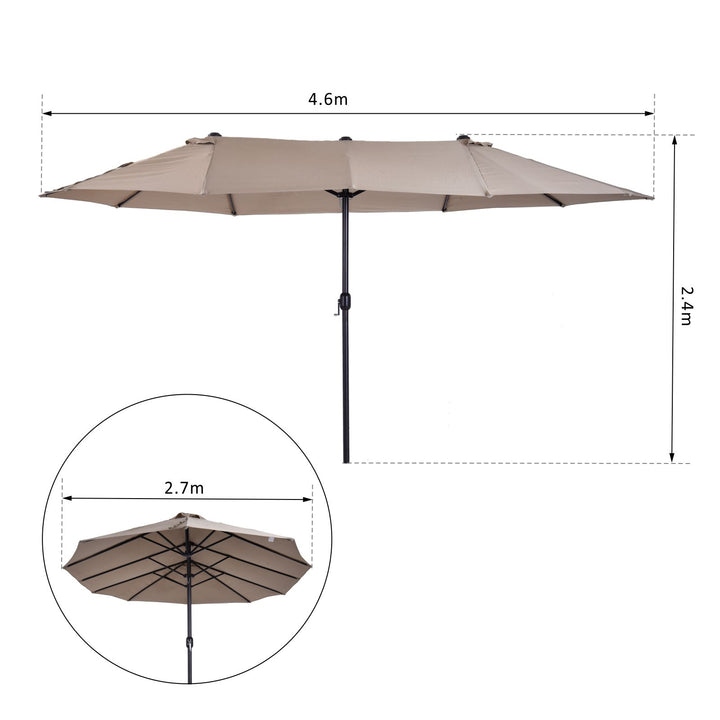 4.6m Garden Parasol Double-Sided Sun Umbrella Patio Market Shelter Canopy - NO BASE