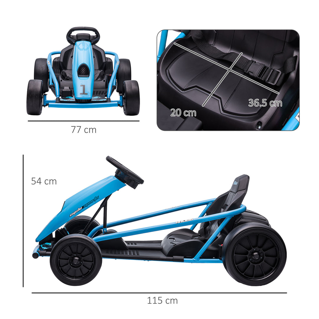 24V Electric Go Kart for Kids, Drift Ride-On Racing Go Kart with 2 Speeds, for Boys Girls Aged 8-12 Years Old, Blue