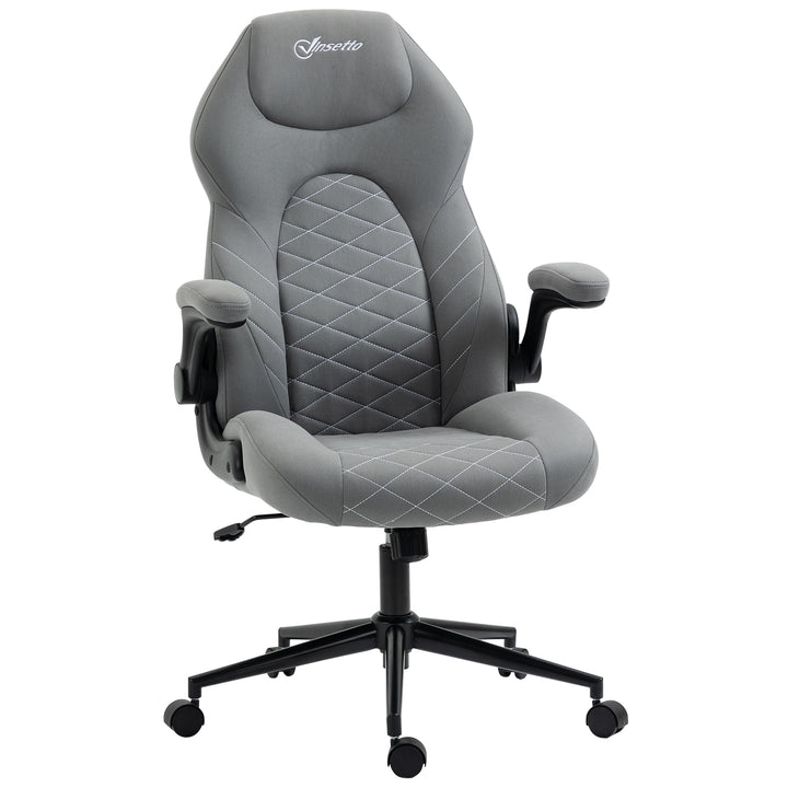 Office Chair w/ Flip Up Armrests, Swivel Seat-Light Grey