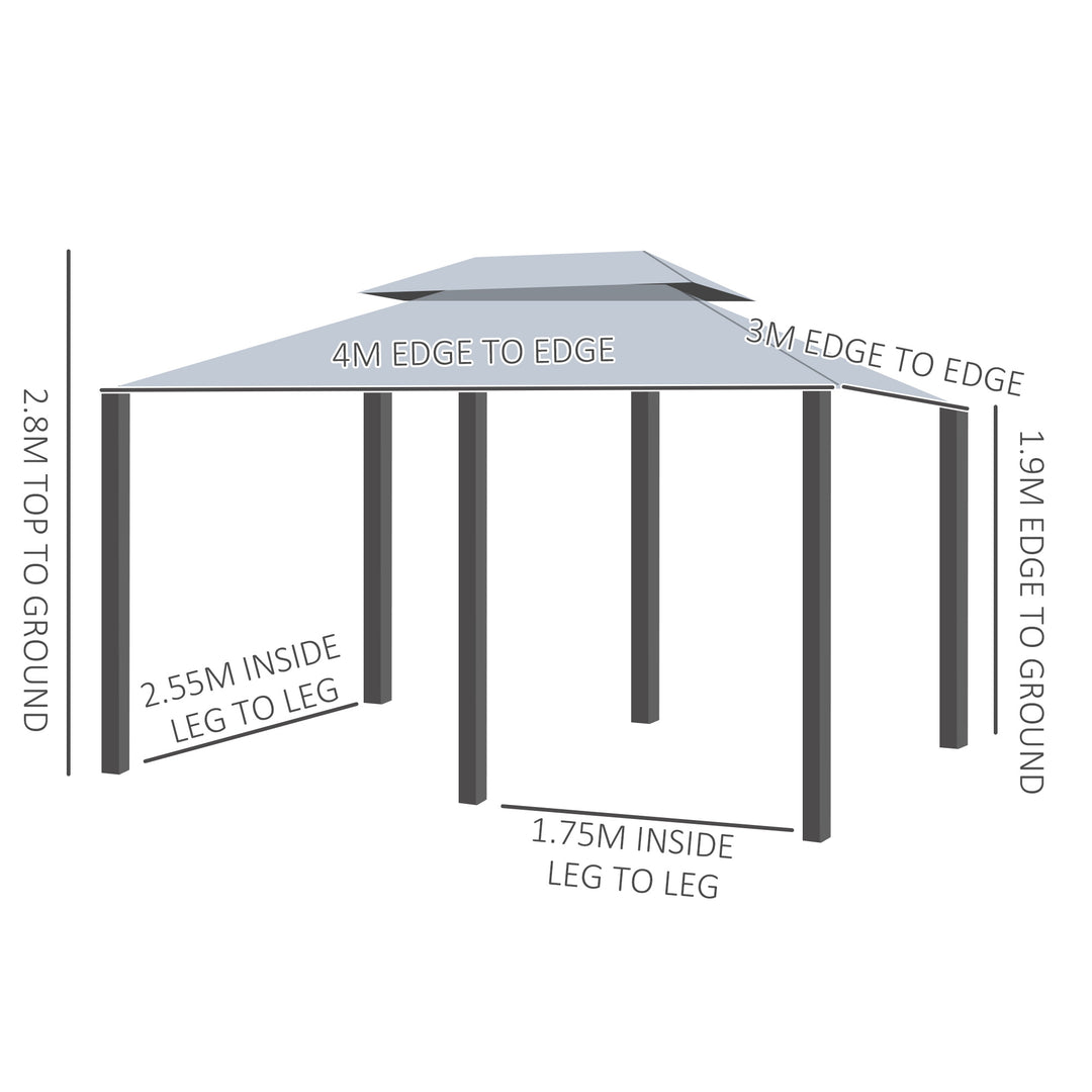 Outsunny 10 x 13ft Outdoor 2-Tier Steel Frame Gazebo with Curtains Outdoor Backyard, Black/Grey