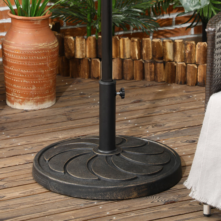 18kg Resin Garden Parasol Base, Round Outdoor Market Umbrella Stand Weight for Poles of Φ38mm to Φ48mm, Bronze